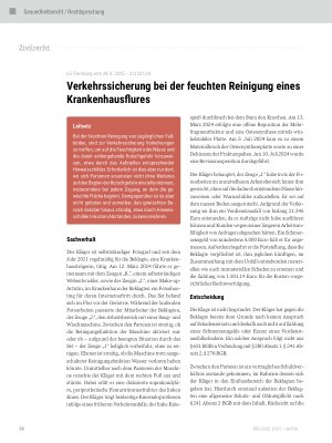 Vorschauseite 1: Verkehrssicherung bei der feuchten Reinigung eines Krankenhausflures