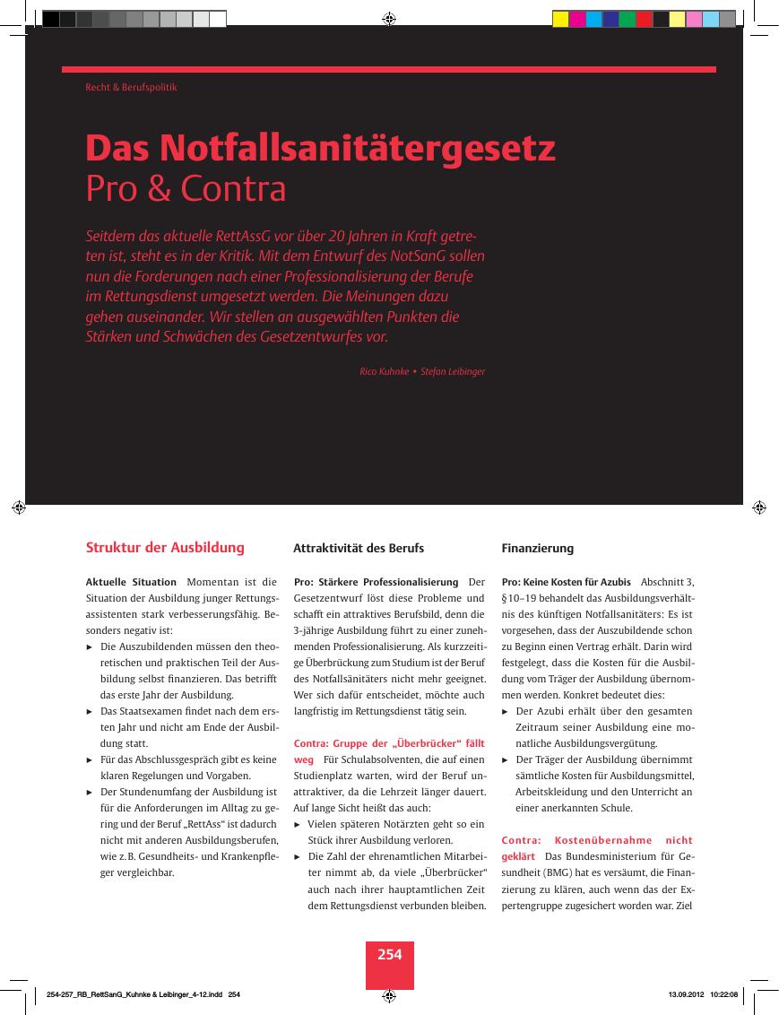 Vorschauseite 1: Das Notfallsanitätergesetz ? Pro & Contra