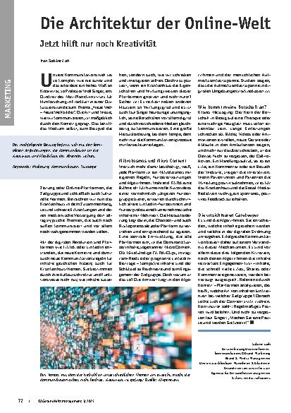 Vorschauseite 1: Die Architektur der Online-Welt. Jetzt hilft nur noch Kreativität.