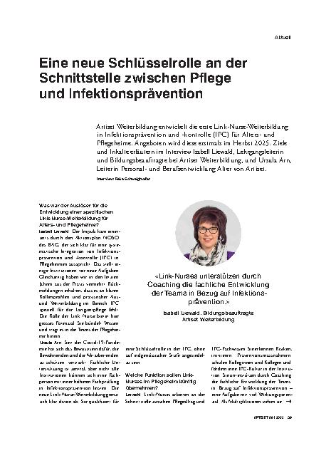 Vorschauseite 1: Eine neue Schlüsselrolle an der Schnittstelle zwischen Pflege und Infektionsprävention