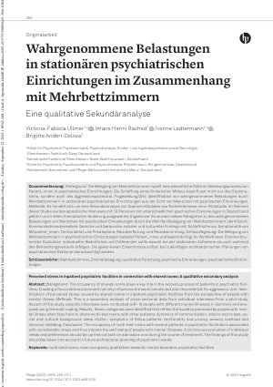 Vorschauseite 1: Wahrgenommene Belastungen in stationären psychiatrischen Einrichtungen im Zusammenhang mit Mehrbettzimmern
