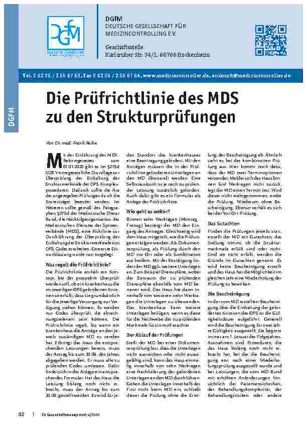 Vorschauseite 1: Die Prüfrichtlinie des MDS zu den Strukturprüfungen