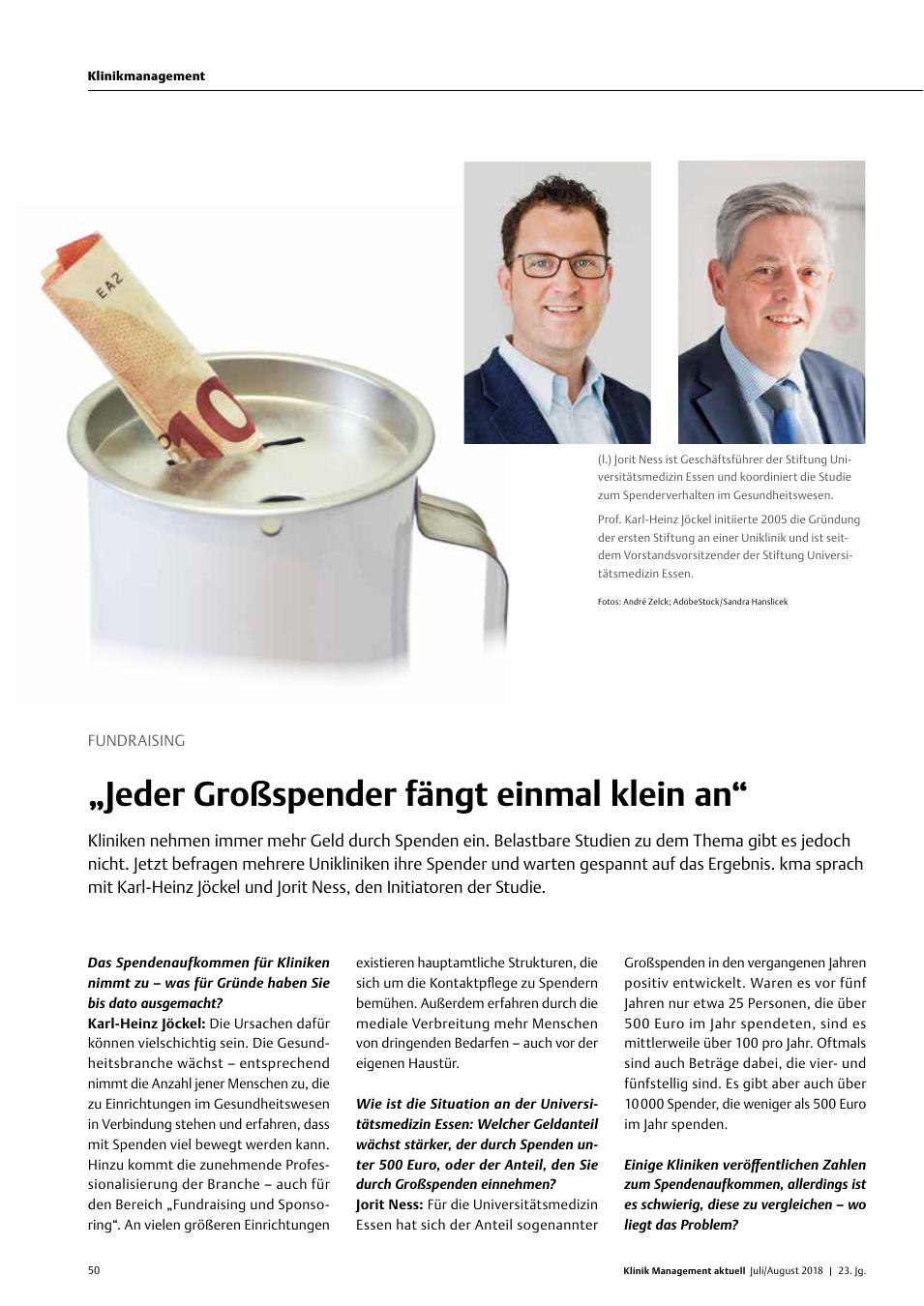 Vorschauseite 1: Fundraising: „Jeder Großspender fängt einmal klein an“