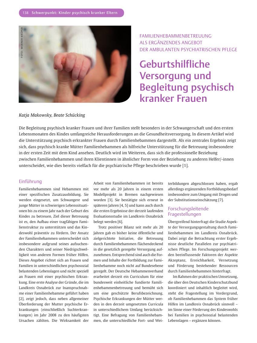 Vorschauseite 1: Geburtshilfliche Versorgung und Begleitung psychisch kranker Frauen