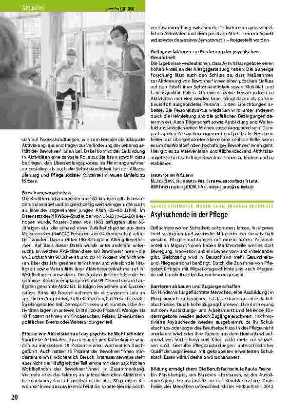 Vorschauseite 1: Asylsuchende in der Pflege