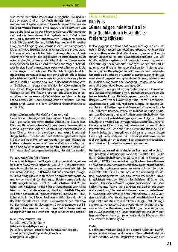Vorschauseite 2: Asylsuchende in der Pflege