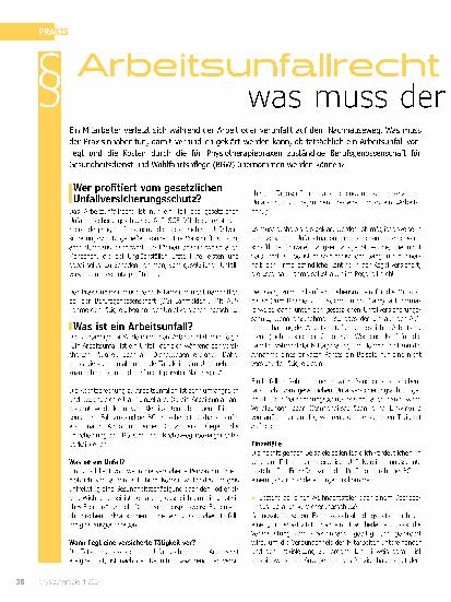 Vorschauseite 1: Arbeitsunfallrecht: Was muss der Praxisinhaber wissen?