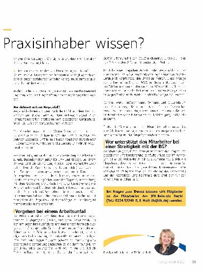 Vorschauseite 2: Arbeitsunfallrecht: Was muss der Praxisinhaber wissen?
