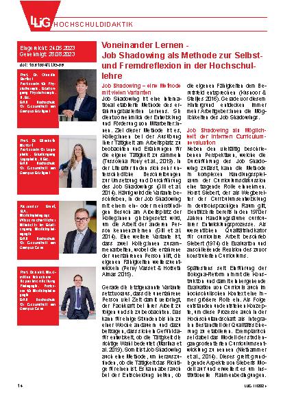 Vorschauseite 1: Voneinander Lernen - Job Shadowing als Methode zur Selbstund Fremdreflexion in der Hochschullehre