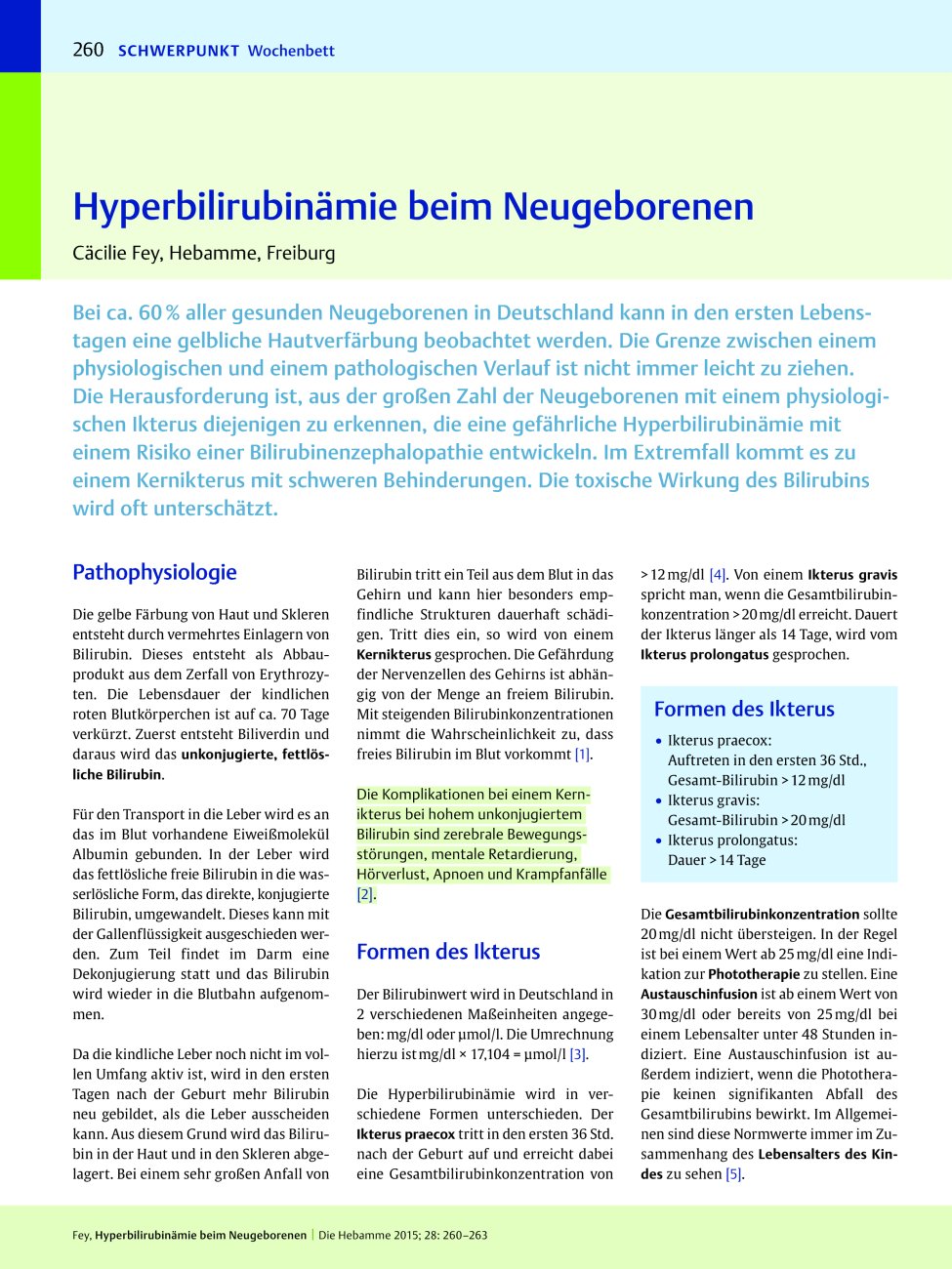 Vorschauseite 1: Hyperbilirubinämie beim Neugeborenen