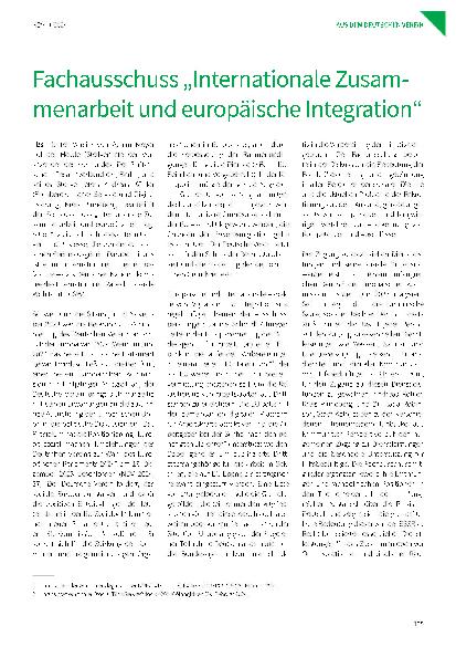 Vorschauseite 1: Fachausschuss „Internationale Zusammenarbeit und europäische Integration“