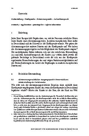 Vorschauseite 2: Abstammungsrecht nach einer Legalisierung der Eizellspende – rechtsvergleichende Impulse