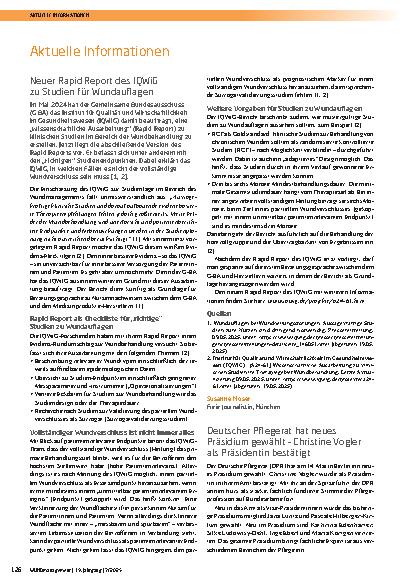 Vorschauseite 1: Neuer Rapid Report des IQWiG zu Studien für Wundauflagen