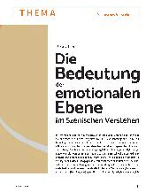 Vorschauseite 1: Die Bedeutung der emotionalen Ebene im Szenischen Verstehen
