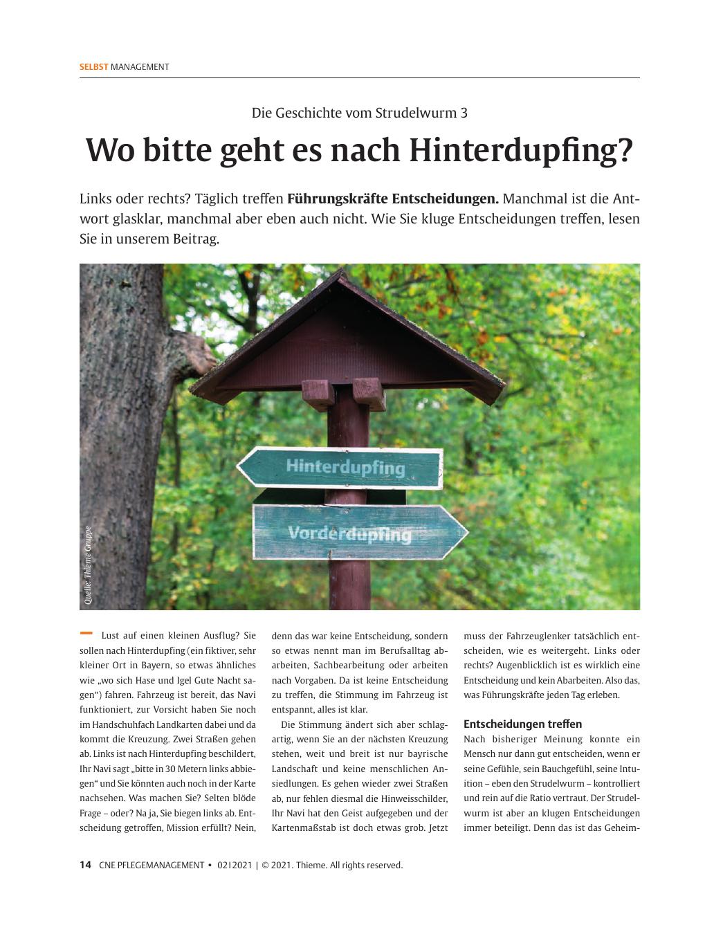Vorschauseite 1: Wo bitte geht es nach Hinterdupfing?