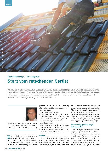 Vorschauseite 1: Regresspflichtige Fahrlässigkeit: Sturz vom rutschenden Gerüst
