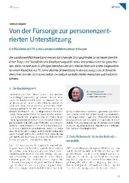 Vorschauseite 1: Von der Fürsorge zur personenzentrierten Unterstützung
