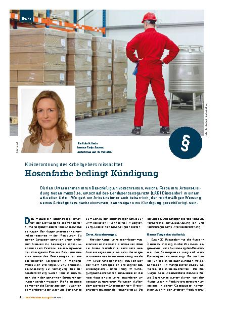 Vorschauseite 1: Kleiderordnung des Arbeitgebers missachtet, Hosenfarbe bedingt Kündigung.