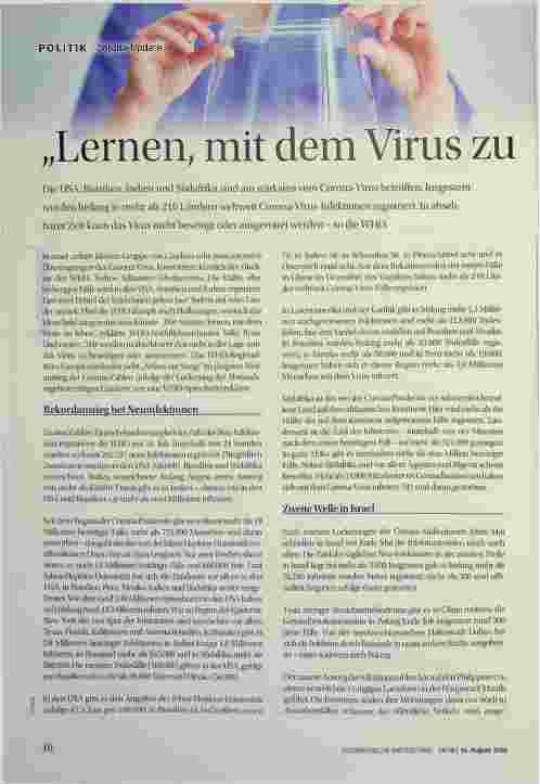 Vorschauseite 1: Lernen, mit dem Virus zu leben