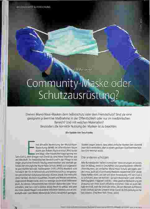Vorschauseite 1: Community-Maske oder Schutzausrüstung?