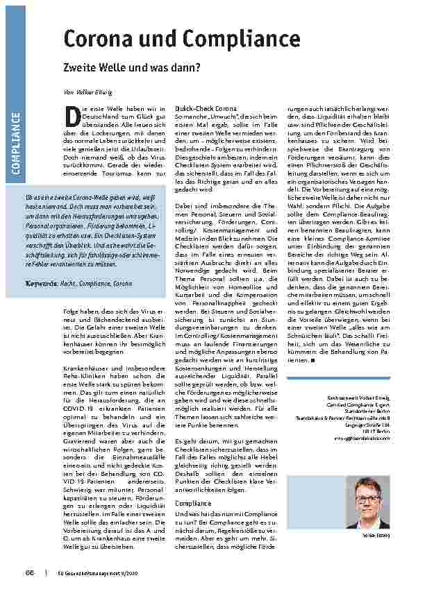 Vorschauseite 1: Corona und Compliance - Zweite Welle und was dann?