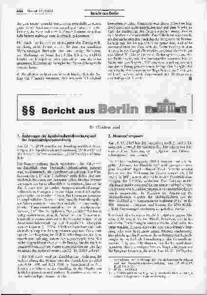 Vorschauseite 1: Bericht aus Berlin