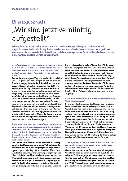 Vorschauseite 1: Bilanzgespräch „Wir sind jetzt vernünftig aufgestellt“