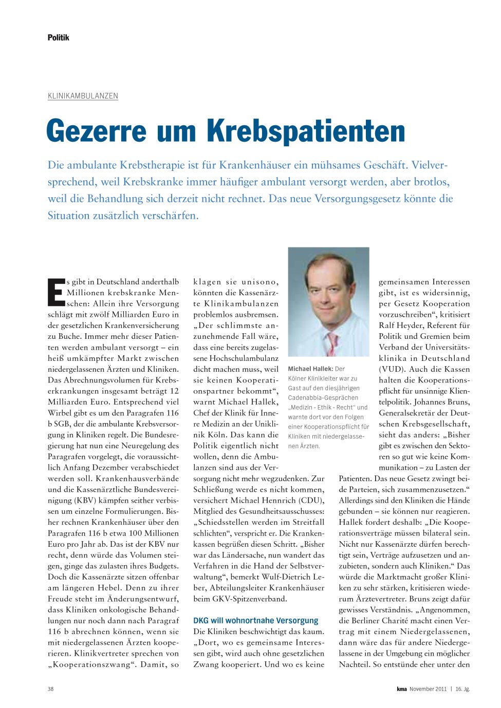 Vorschauseite 1: Gezerre um Krebspatienten