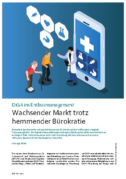 Vorschauseite 1: DiGA im Entlassmanagement: Wachsender Markt trotz hemmender Bürokratie