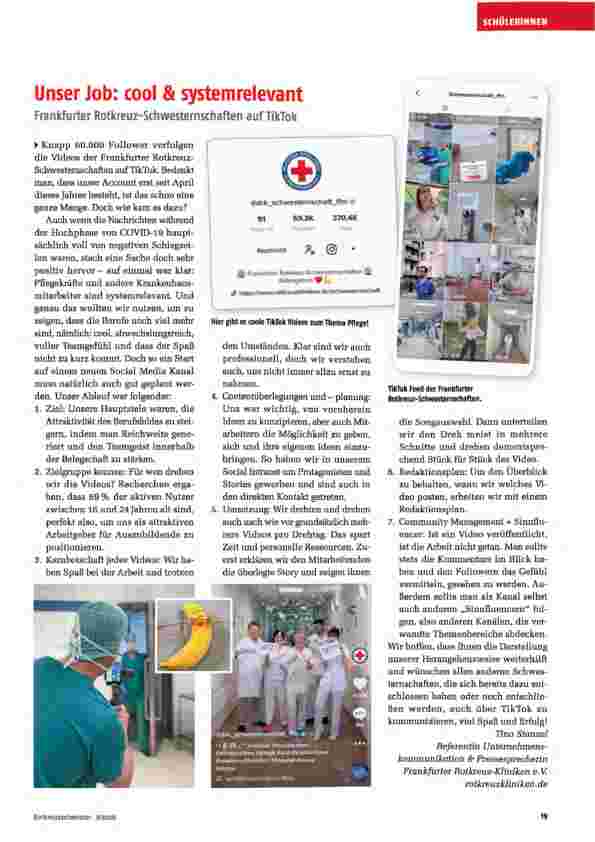 Vorschauseite 1: Unser Job: cool & systemrelevant Frankfurter Rotkreuz-Schwesternschaften auf TikTok