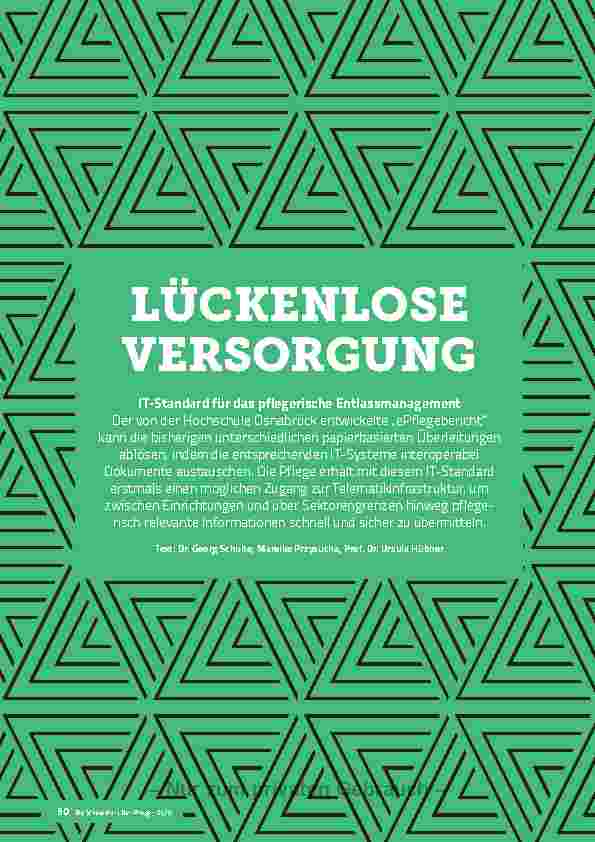 Vorschauseite 1: LÜCKENLOSE VERSORGUNG