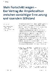 Vorschauseite 1: Mehr Fortschritt wagen - Der Vertrag der Ampelkoalition zwischen vorsichtiger Erneuerung und rasendem Stillstand