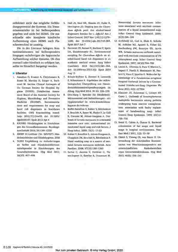 Vorschauseite 4: Aufbereitung von Händedesinfektionsmittelund Seifenspendern - Was ist sinnvoll und wirtschaftlich?