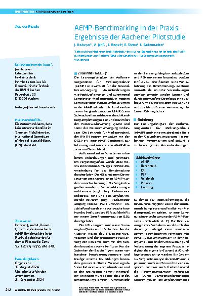 Vorschauseite 1: AEMP-Benchmarking in der Praxis: Ergebnisse der Aachener Pilotstudie