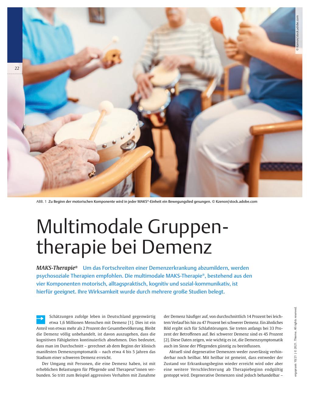 Vorschauseite 1: Multimodale Gruppentherapie bei Demenz – MAKS-Therapie®