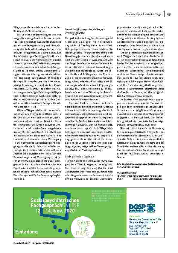 Vorschauseite 3: Die forensisch-psychiatrische Pflege stärken