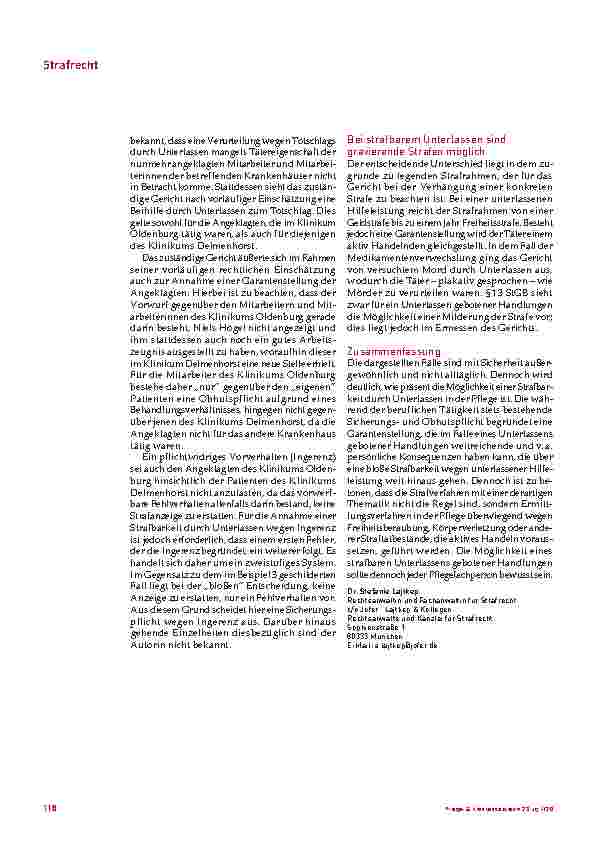 Vorschauseite 4: Strafbarkeit von Pflegekräften bei Unterlassen gebotener Handlungen