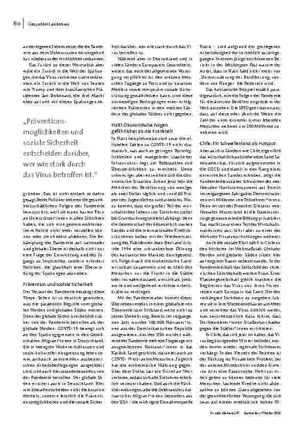 Vorschauseite 2: Es gibt kein Zurück. Oder warum sich die Pandemie nur global bekämpfen lässt.