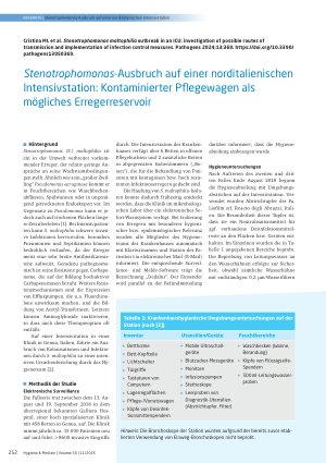 Vorschauseite 1: Stenotrophomonas-Ausbruch auf einer norditalienischen Intensivstation: Kontaminierter Pflegewagen als mögliches Erregerreservoir