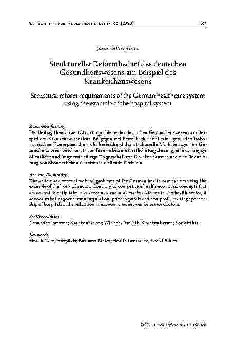 Vorschauseite 1: Struktureller Reformbedarf des deutschen Gesundheitswesens am Beispiel des Krankenhauswesens