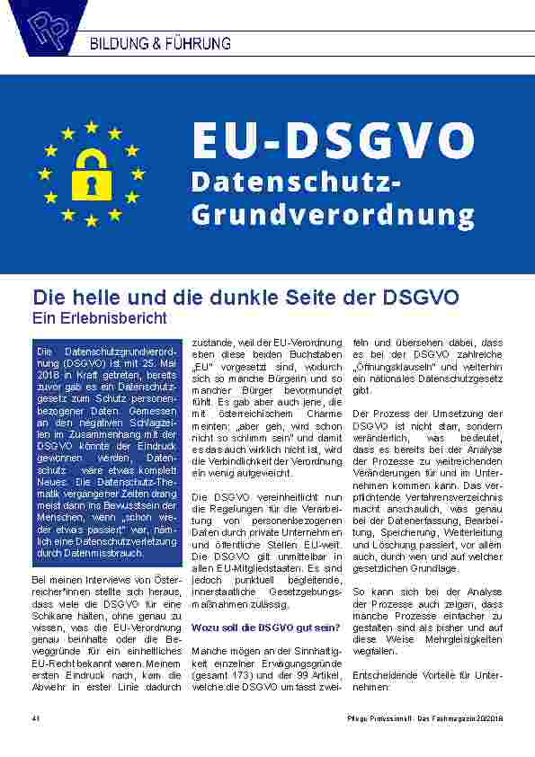 Vorschauseite 1: Die helle und die dunkle Seite der DSGVO