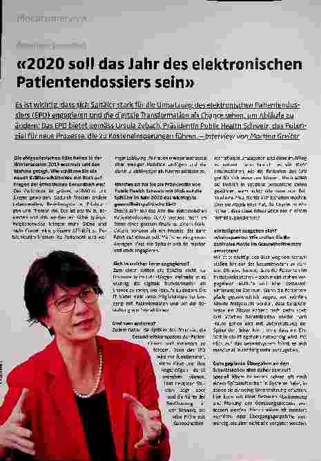 Vorschauseite 1: "2020 soll das Jahr des elektronischen Patientendossiers sein."