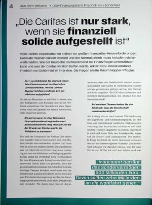 Vorschauseite 1: „Die Caritas ist nur stark, wenn sie finanziell solide aufgestellt ist“