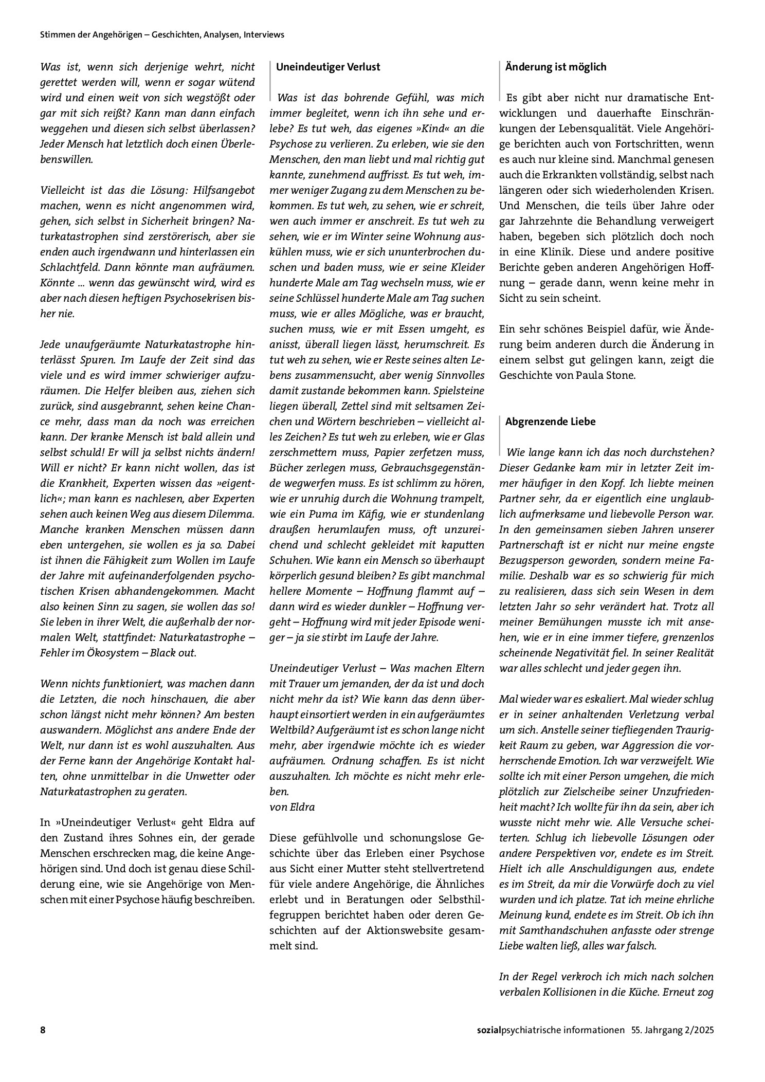 Vorschauseite 3: „Angehörige machen Geschichte(n)“: Angehörige psychisch erkrankter Menschen schreiben sich ihre Erfahrungen von der Seele