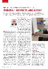 Vorschauseite 1: Robotik - konform und sicher. Schwerpunkt Safety & Security: Der Weg zur CE-Zertifizierung.