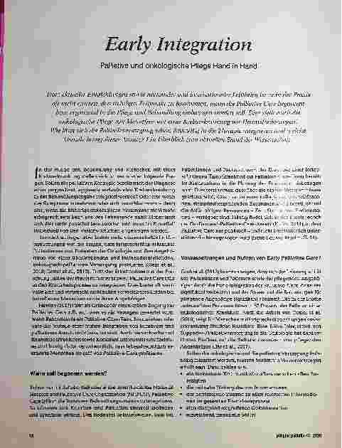 Vorschauseite 1: Early Integration Palliative und onkologische Pflege Hand in Hand