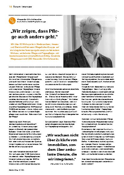 Vorschauseite 1: „Wir zeigen, dass Pflege auch anders geht. “