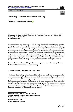 Vorschauseite 1: Beratung für lebensentfaltende Bildung