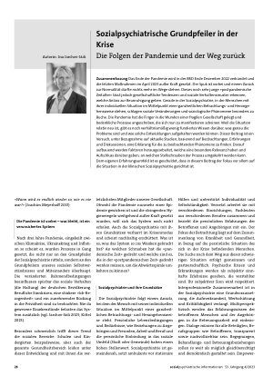 Vorschauseite 1: Sozialpsychiatrische Grundpfeiler in der Krise. Die Folgen der Pandemie und der Weg zurück