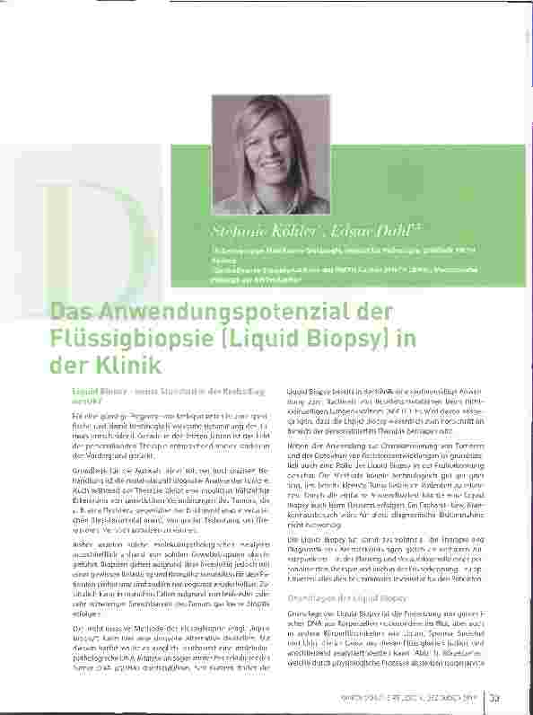 Vorschauseite 1: Das Anwendungspotenzial der Flüssigbiopsie (Liquid Biopsy) in der Klinik